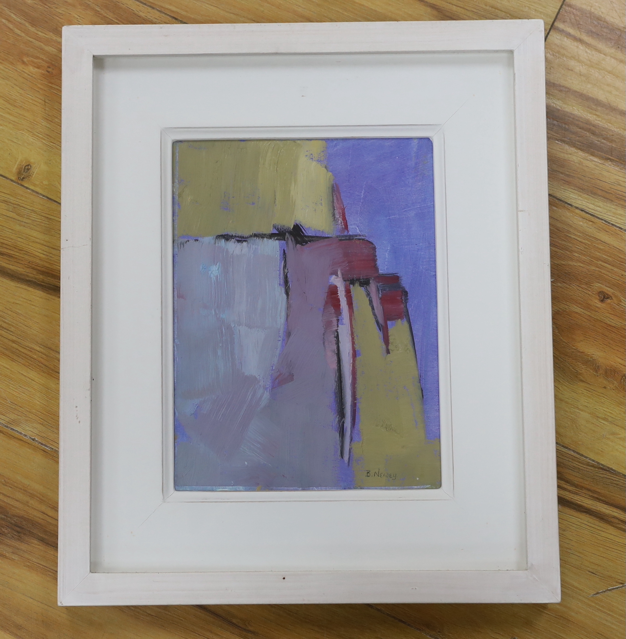 Billie Newey (Contemporary), abstract oil on board, 'Cliffs 2', signed, 24cm x 18cm